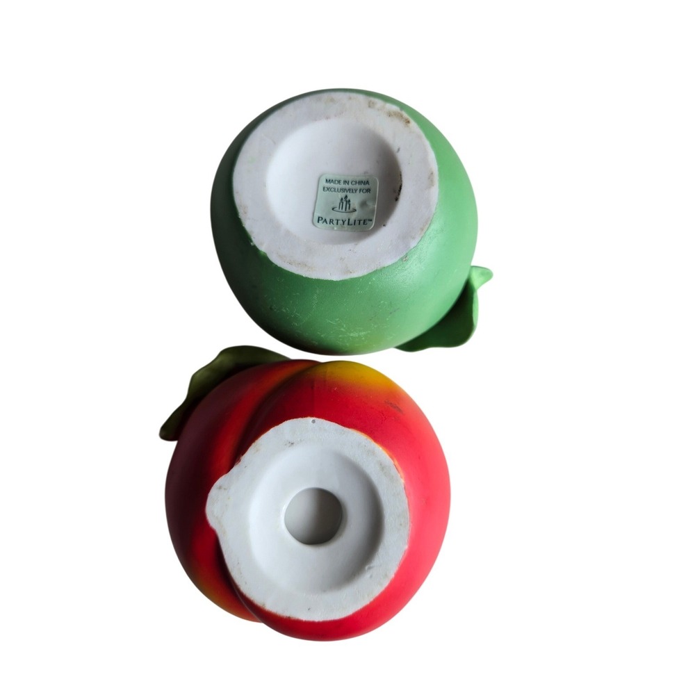 PartyLite Fruit Tea Light Candle Holders Set Red Peach Green Apple Matte Finish - Picture 8 of 10